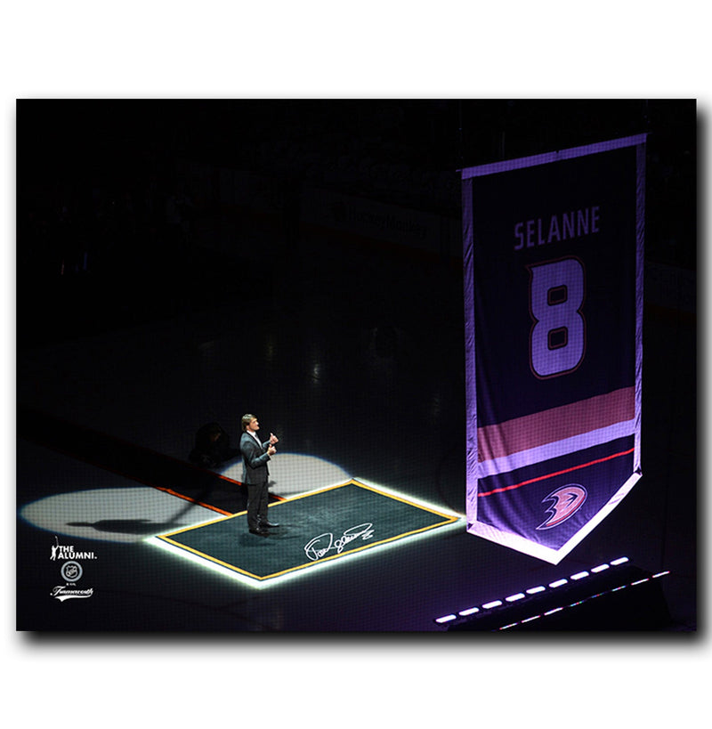 (Pre-Order) Teemu Selanne Anaheim Ducks Autographed Banner Raising 8x10 Photo CoJo Sport Collectables Inc.