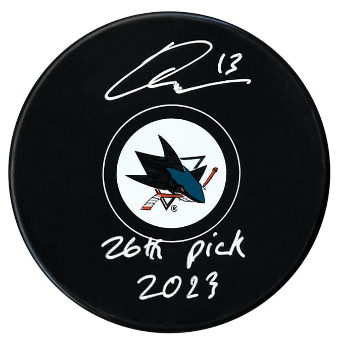 Quentin Musty Autographed San Jose Sharks Draft Inscribed Puck CoJo Sport Collectables Inc.