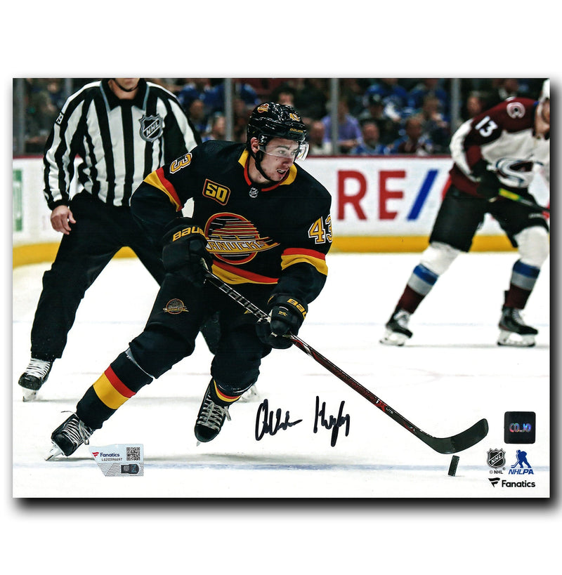 Quinn Hughes Vancouver Canucks Autographed Flying Skate 8x10 Photo CoJo Sport Collectables Inc.