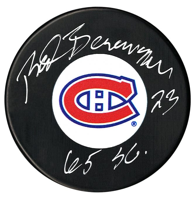 Red Berenson Autographed Montreal Canadiens Cup Inscribed Puck CoJo Sport Collectables Inc.