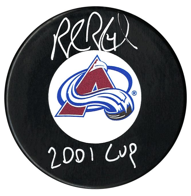 Rob Blake Autographed Colorado Avalanche 2001 Cup Inscribed Puck CoJo Sport Collectables Inc.