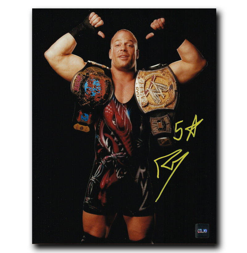 Rob Van Dam WWE Autographed Belts 8x10 Photo (Yellow) CoJo Sport Collectables Inc.