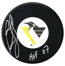 Ron Francis Autographed Pittsburgh Penguins Retro Logo HOF Inscribed Puck CoJo Sport Collectables Inc.