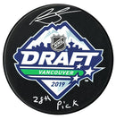 Ryan Suzuki Carolina Hurricanes Autographed 2019 Inscribed Draft Puck CoJo Sport Collectables Inc.