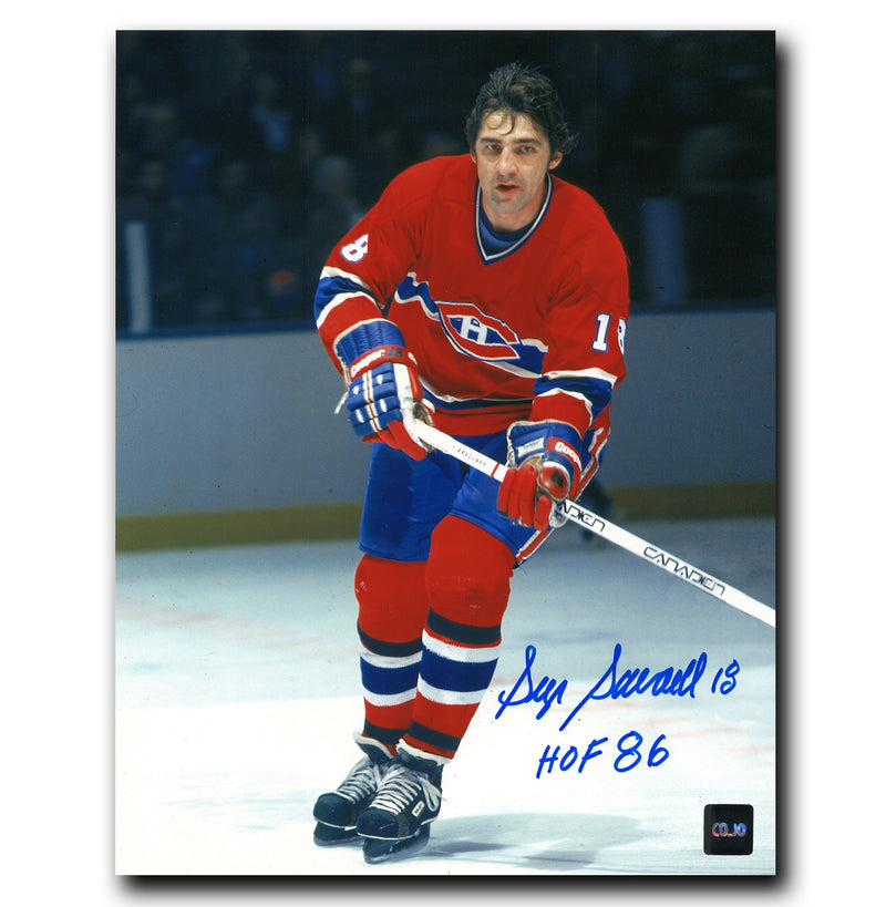 Serge Savard Montreal Canadiens Autographed Action HOF Inscribed 8x10 Photo