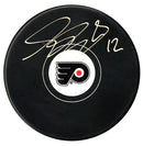 Simon Gagne Autographed Philadelphia Flyers Puck (Gold)