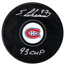 Stephan Lebeau Autographed Montreal Canadiens Stanley Cup Inscribed Puck - CoJo Sport Collectables Inc.