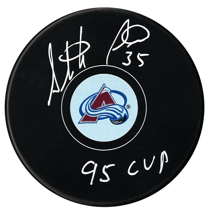 Stephane Fiset Autographed Colorado Avalanche Stanley Cup Inscribed Puck CoJo Sport Collectables Inc.