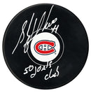 Stephane Richer Autographed Montreal Canadiens 50 Goal Club Inscribed Puck - CoJo Sport Collectables Inc.