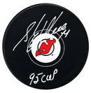 Stephane Richer Autographed New Jersey Devils Stanley Cup Inscribed Puck - CoJo Sport Collectables Inc.