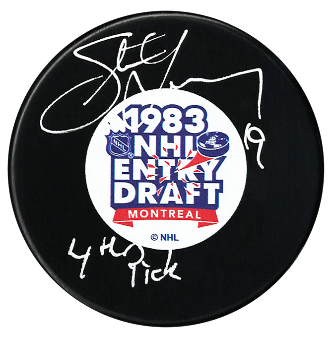 Steve Yzerman Autographed 1983 NHL Draft Inscribed Puck