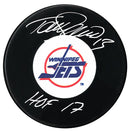 Teemu Selanne Autographed Winnipeg Jets HOF Inscribed Puck CoJo Sport Collectables Inc.