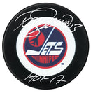 Teemu Selanne Autographed Winnipeg Jets HOF Inscribed Puck (Dark Logo) CoJo Sport Collectables Inc.