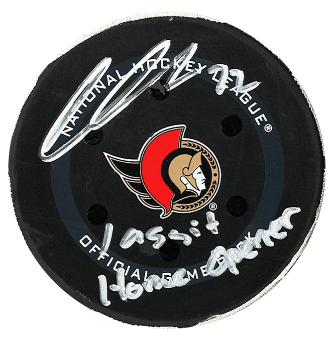 Thomas Chabot Autographed Ottawa Senators 10/14/21 Game Used Inscribed Puck (Tape Wrapped) CoJo Sport Collectables Inc.