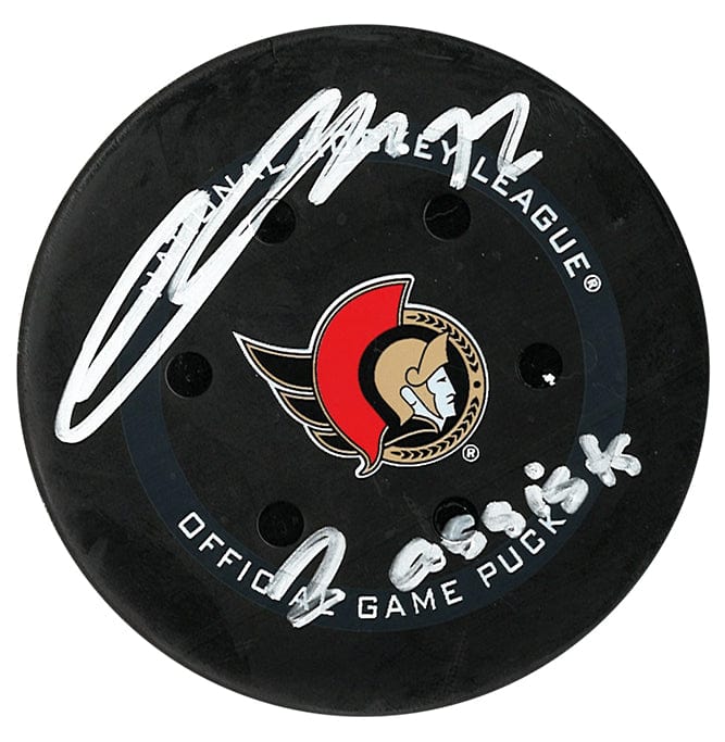 Thomas Chabot Autographed Ottawa Senators 12/11/21 Game Used Inscribed Puck (Tape Wrapped) CoJo Sport Collectables Inc.