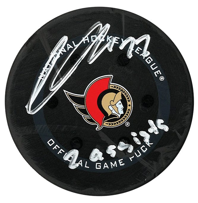 Thomas Chabot Autographed Ottawa Senators 12/4/21 Game Used Inscribed Puck (Tape Wrapped) CoJo Sport Collectables Inc.