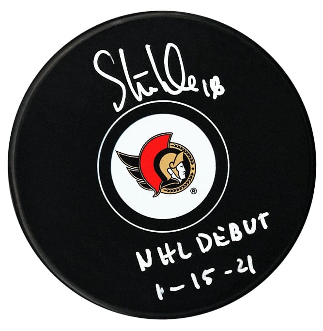 Tim Stutzle Autographed Ottawa Senators Debut Inscribed Puck CoJo Sport Collectables Inc.