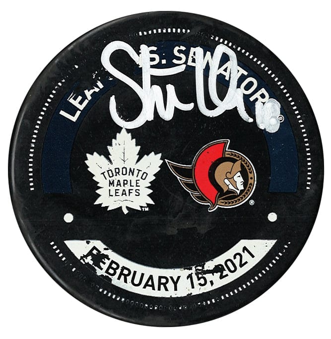 Tim Stutzle Autographed Ottawa Senators February 15, 2021 Warm-Up Used Puck (