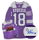 Tim Stutzle Ottawa Senators Autographed Hockey Fights Cancer Adidas Warm-Up Jersey CoJo Sport Collectables Inc.