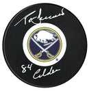 Tom Barrasso Autographed Buffalo Sabres Calder Inscribed Puck CoJo Sport Collectables Inc.