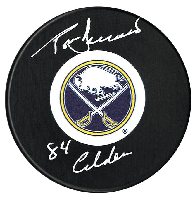 Tom Barrasso Autographed Buffalo Sabres Calder Inscribed Puck CoJo Sport Collectables Inc.