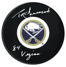 Tom Barrasso Autographed Buffalo Sabres Vezina Inscribed Puck CoJo Sport Collectables Inc.