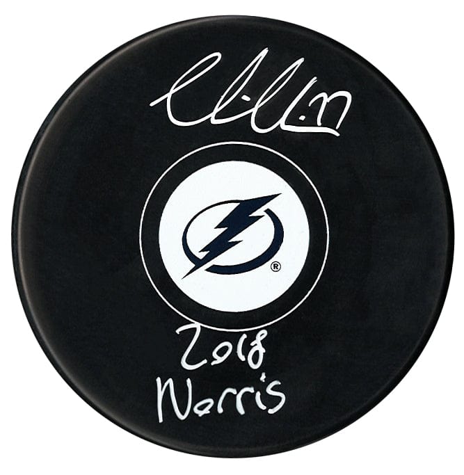 Victor Hedman Autographed Tampa Bay Lightning 2018 Norris Inscribed Puck CoJo Sport Collectables Inc.