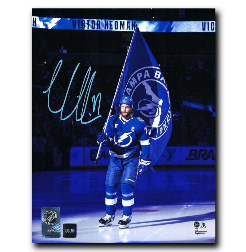 Victor Hedman Tampa Bay Lightning Autographed Flag 8x10 Photo CoJo Sport Collectables Inc.