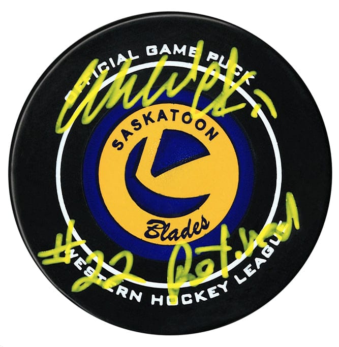 Wendel Clark Autographed Saskatoon Blades Jersey Retirement Inscribed Official Puck CoJo Sport Collectables Inc.