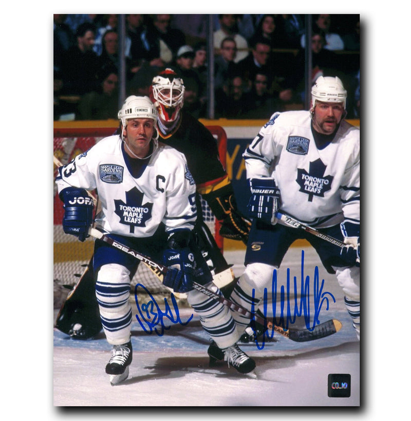 Wendel Clark and Doug Gilmour Toronto Maple Leafs Dual Autographed Away 8x10 Photo CoJo Sport Collectables Inc.