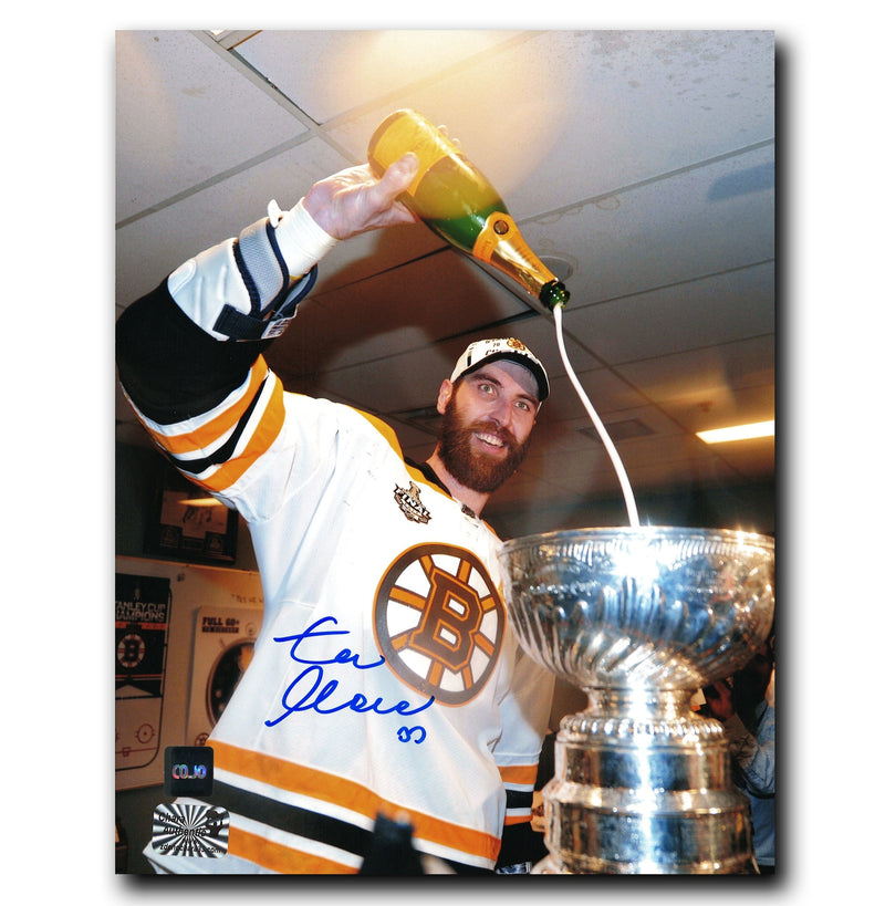 Zdeno Chara Boston Bruins Autographed Stanley Cup Locker Room 8x10 Photo CoJo Sport Collectables Inc.