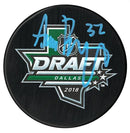 Adam Boqvist Columbus Blue Jackets Autographed 2018 NHL Draft Puck (Blue) CoJo Sport Collectables Inc.