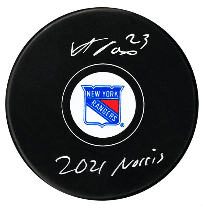 Adam Fox Autographed New York Rangers Norris Inscribed Puck CoJo Sport Collectables Inc.
