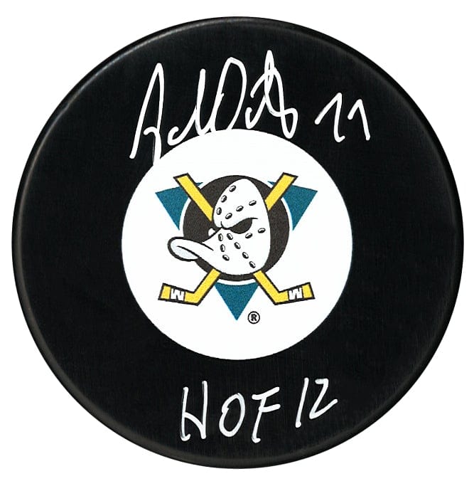 Adam Oates Autographed Anaheim Mighty Ducks HOF Inscribed Puck CoJo Sport Collectables Inc.