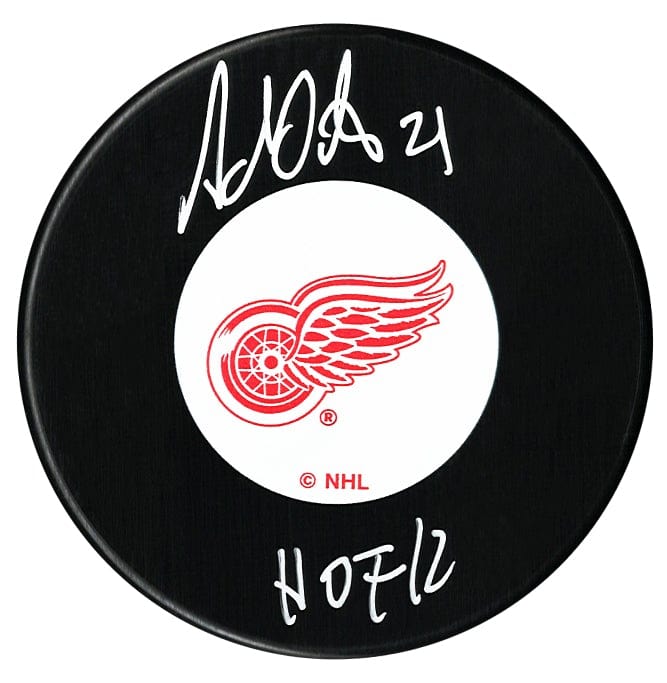 Adam Oates Autographed Detroit Red Wings HOF Inscribed Puck CoJo Sport Collectables Inc.