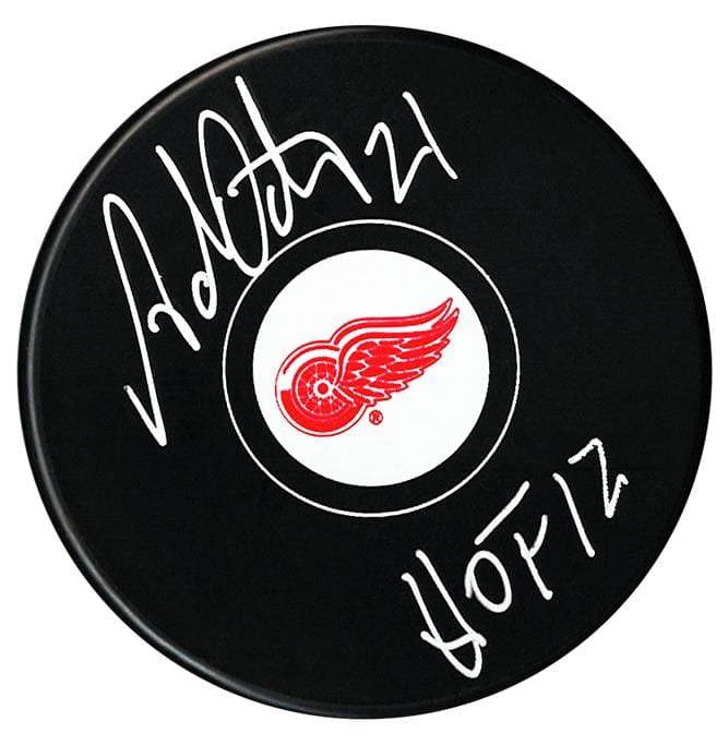 Adam Oates Autographed Detroit Red Wings HOF Puck CoJo Sport Collectables Inc.