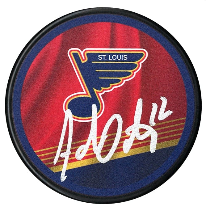 Adam Oates Autographed St. Louis Blues Reverse Retro Puck CoJo Sport Collectables Inc.