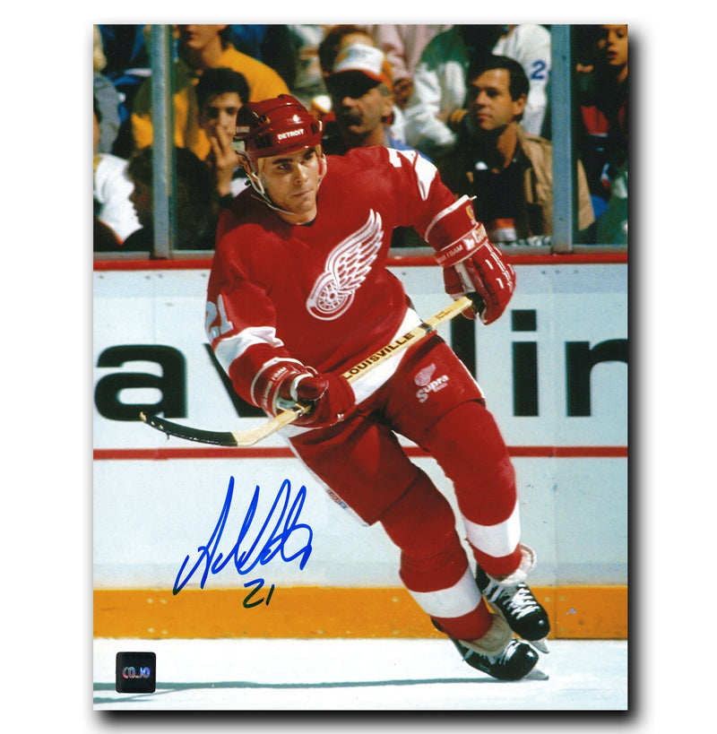 Adam Oates Carolina Hurricanes Autographed Skating Red 8x10 Photo CoJo Sport Collectables