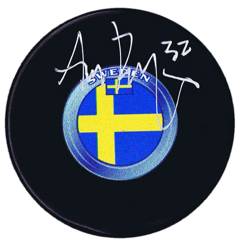 Adam Boqvist Chicago Blackhawks Autographed Team Sweden Puck CoJo Sport Collectables