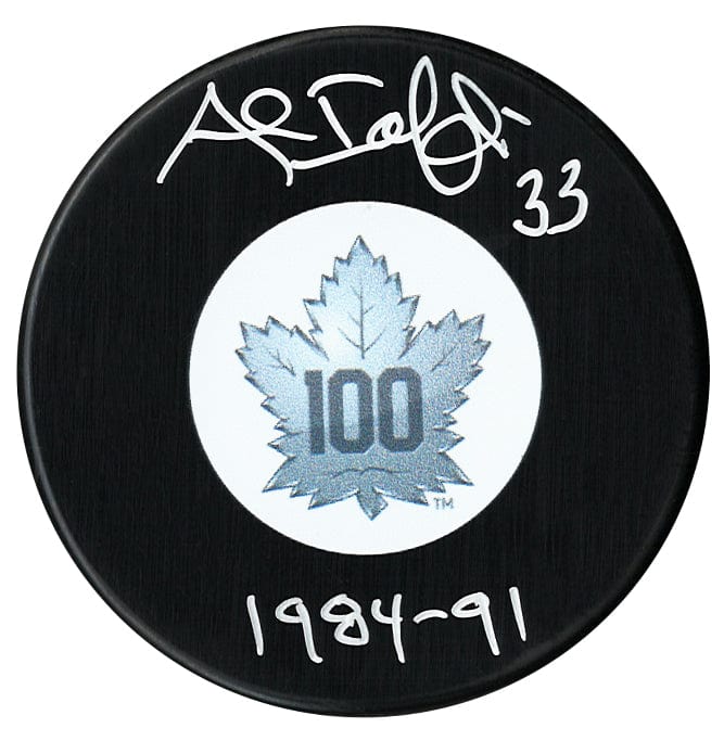 Al Iafrate Autographed Toronto Maple Leafs Centennial Season Inscribed Puck CoJo Sport Collectables Inc.