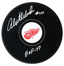 Alex Delvecchio Autographed Detroit Red Wings HOF Inscribed Puck (Small Logo) CoJo Sport Collectables Inc.