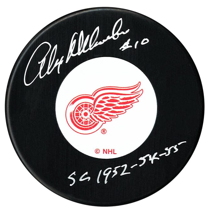 Alex Delvecchio Autographed Detroit Red Wings Stanley Cup Inscribed Puck CoJo Sport Collectables Inc.
