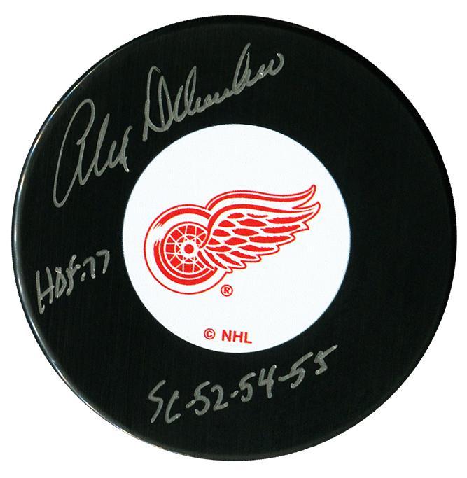 Alex Delvecchio Detroit Red Wings Autographed Stanley Cup HOF Puck CoJo Sport Collectables