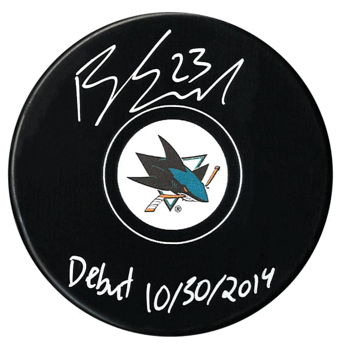 Barclay Goodrow Autographed San Jose Sharks Debut Inscribed Puck CoJo Sport Collectables Inc.