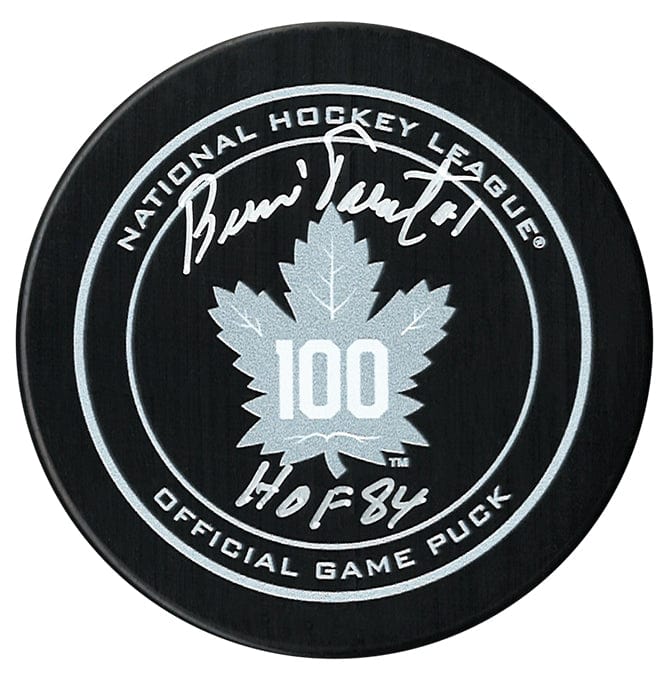 Bernie Parent Autographed Toronto Maple Leafs Centennial Season HOF Inscribed Official Puck CoJo Sport Collectables