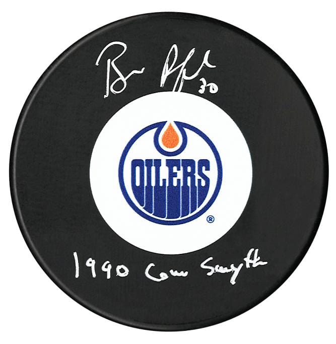 Bill Ranford Autographed Edmonton Oilers 1990 Conn Smythe Inscribed Puck CoJo Sport Collectables Inc.