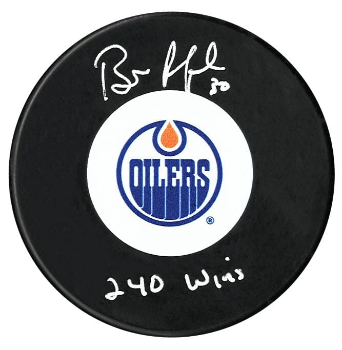 Bill Ranford Autographed Edmonton Oilers 240 Wins Inscribed Puck CoJo Sport Collectables Inc.