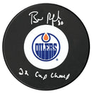 Bill Ranford Autographed Edmonton Oilers 2x Cup Champ Inscribed Puck CoJo Sport Collectables Inc.