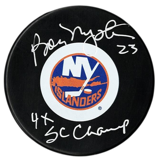 Bob Nystrom Autographed New York Islanders 4x SC Champ Puck CoJo Sport Collectables Inc.
