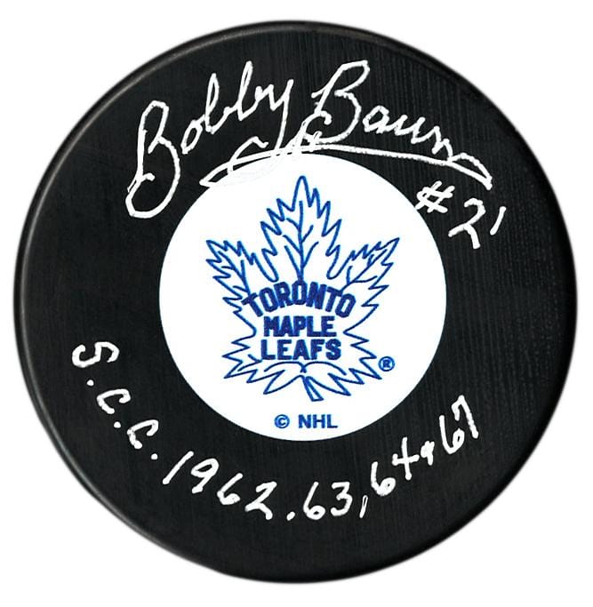 Bobby Baun Autographed Toronto Maple Leafs Stanley Cup Puck CoJo Sport Collectables